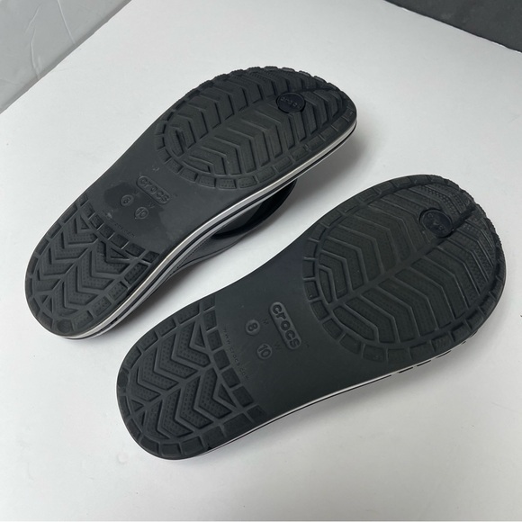 CROCS  Flip Flops‎ Mens 9 Womens 11 Black/White Bayaband Logo ligheweight comfy - Picture 5 of 9